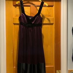 Burgundy silk sundress with velvet trim